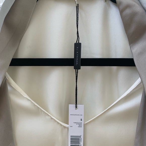 SZ SP Elie Tahari Cream/Gray Elie Long Sleeve Blouse - Picture 2 of 6